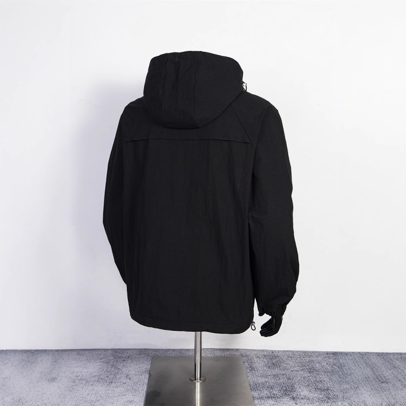 Αντιανεμικό μπουφάν με κουκούλα, χαλαρή εφαρμογή, 100% πολυεστέρας, ιαπωνικό ρετρό στυλ