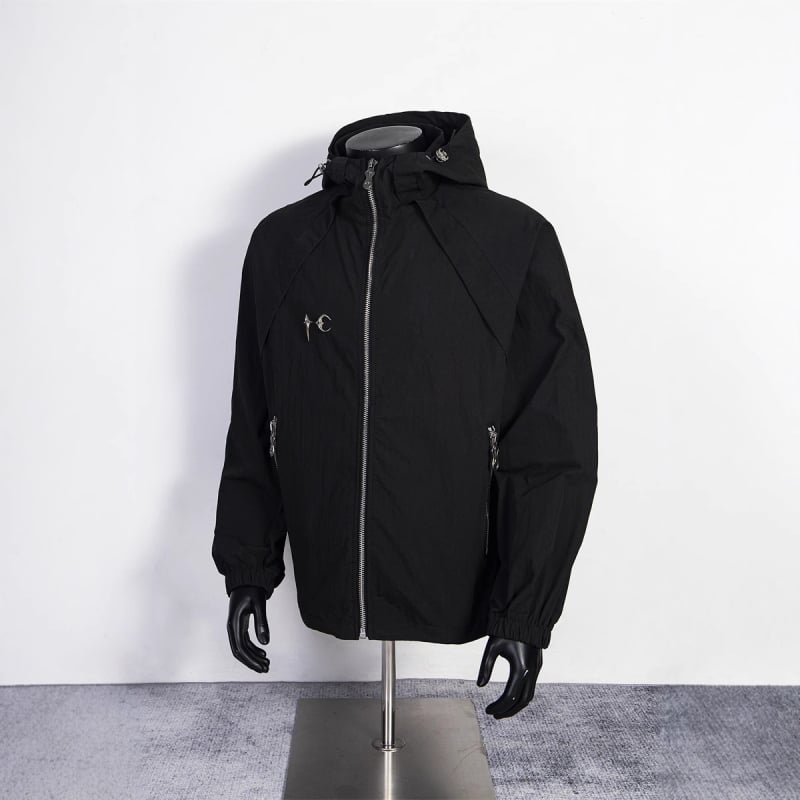 Αντιανεμικό μπουφάν με κουκούλα, χαλαρή εφαρμογή, 100% πολυεστέρας, ιαπωνικό ρετρό στυλ