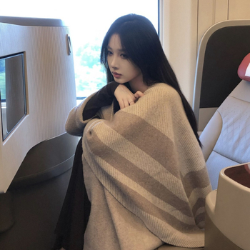 Ženski šal od najlona, warp-knit pletenje s motivom boja, srednja duljina, zadržava toplinu, Zima 2025