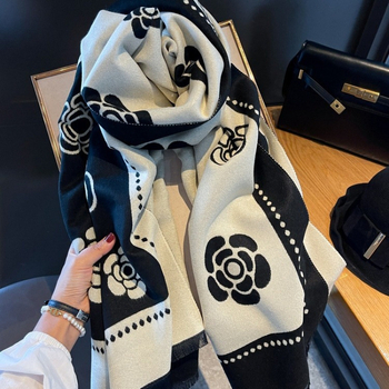 Șal-fular pentru femei, tricotat warp, imitație de cașmir, cald, patru sezoane, design original, stil extins