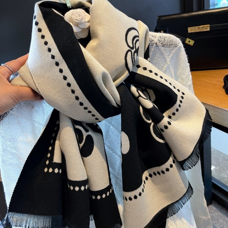Șal-fular pentru femei, tricotat warp, imitație de cașmir, cald, patru sezoane, design original, stil extins