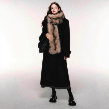 Fular din pluș dublu față, gros pentru iarnă, poliester, lungime extinsă, stil simplu