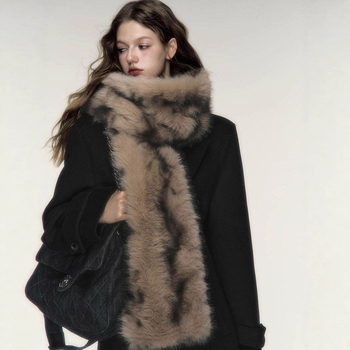 Fular din pluș dublu față, gros pentru iarnă, poliester, lungime extinsă, stil simplu