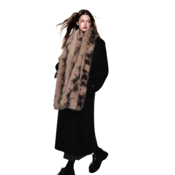 Fular din pluș dublu față, gros pentru iarnă, poliester, lungime extinsă, stil simplu