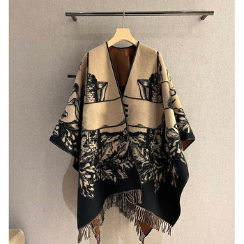Unisex šal warp-knit s mrežastim uzorkom, mješavina materijala, zima