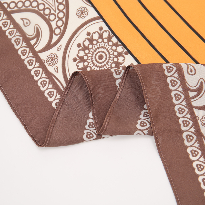 Șal pătrat în stil coreean din mătase artificială, țesătură simplă, imprimare, protecție solară și împotriva prafului, pentru toate sezoanele