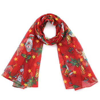 Шал Коледен с елени карикатури — марка 765; плоско тъкане; поддържа топло; цифров печат; полиестер