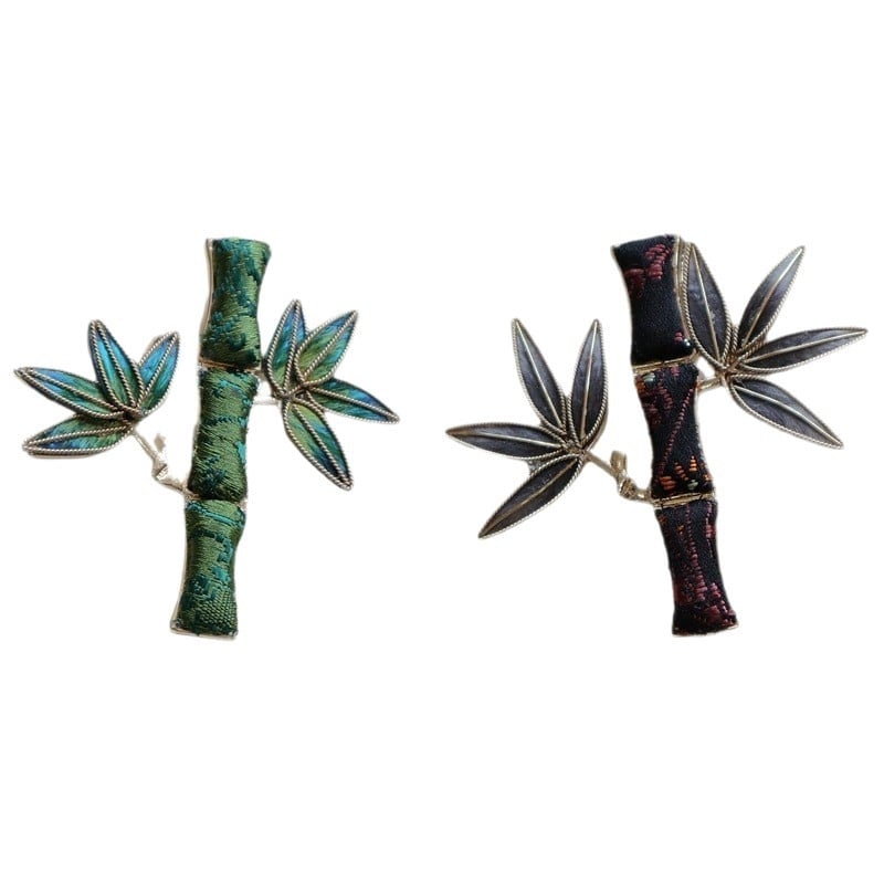 Kitűző - bársonyos virág és bambuszlevél mintázat, kézzel készített, rézötvözet, vintage-literár retro stílus, uniszex