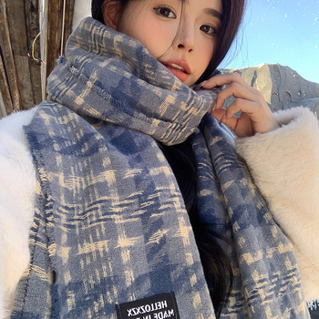 Șal tricotat din acril cu imitatie de cașmir – încălzitor de iarnă, stil proaspăt și dulce, conținut 81–95% acril