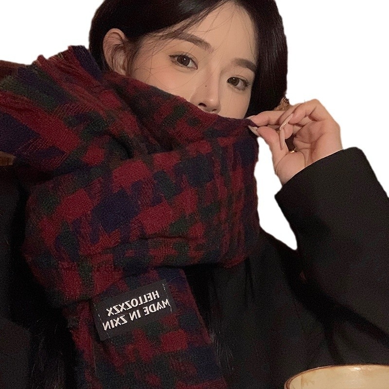 Șal tricotat din acril cu imitatie de cașmir – încălzitor de iarnă, stil proaspăt și dulce, conținut 81–95% acril