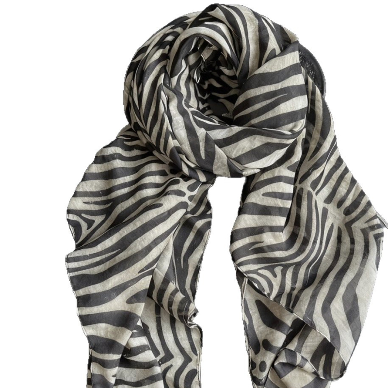 Ženski šal sa zebraskim uzorkom, warp-knit, vintage lagani luksuz, grijanje, za proljeće i jesen (warp knitting; keeps warm; Spring–Autumn; Artificial cotton; JJ)