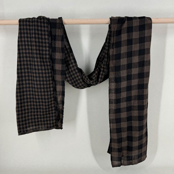 Šal od pamuka i lana, dvostrano karirano, korejski stil vintage književni dizajn, dugi dekorativni šal, warp tkanje