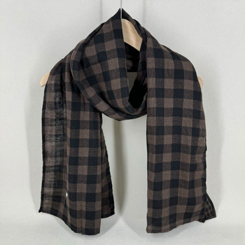 Šal od pamuka i lana, dvostrano karirano, korejski stil vintage književni dizajn, dugi dekorativni šal, warp tkanje