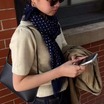 Šal od pamuka i lana s točkastim uzorkom, korejski stil, ravno tkanje, održava toplinu za jesenske dane