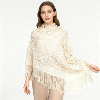 Șal cu glugă din dantelă perforată (Poliester; warp knitting; jacquard; decorativ; sezon: vară/primăvară/toamnă)