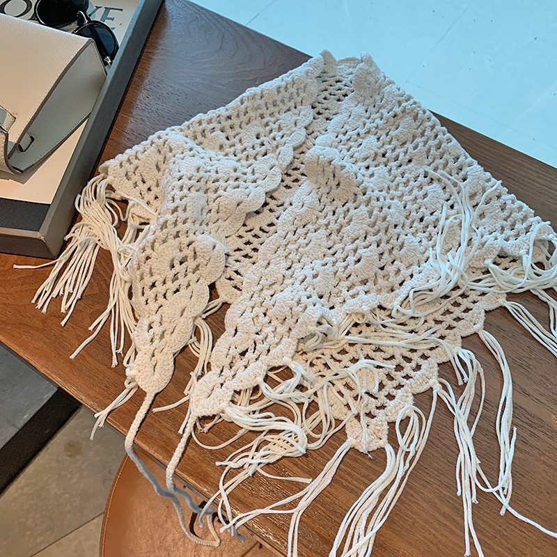 Fular triunghiular din poliester, tricot warp-knit, protecție solară, potrivit pentru vară, primăvară și toamnă