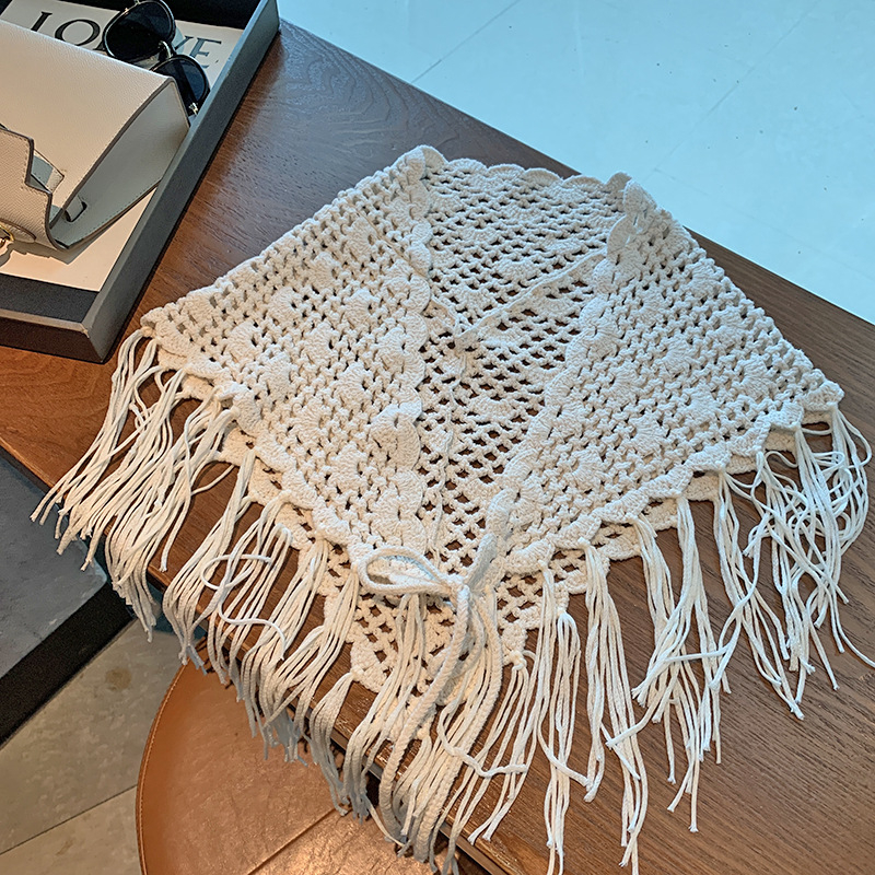 Fular triunghiular din poliester, tricot warp-knit, protecție solară, potrivit pentru vară, primăvară și toamnă