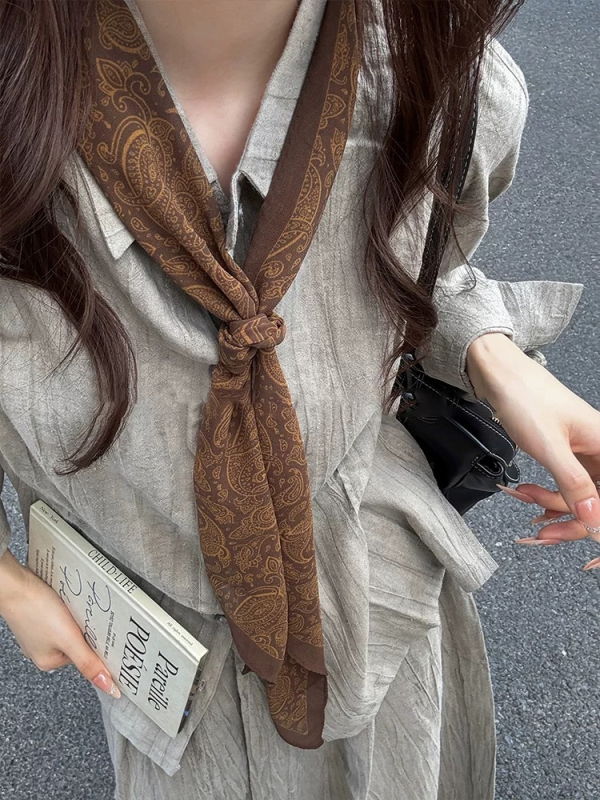 Dugi šal s motivom Cashew Flower, twill tkanina, jesen 2025, personalizirani trend