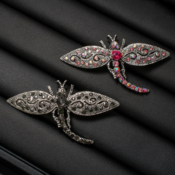 Broșă libelulă din aliaj de zinc, finisaj diamantat, stil vintage, accesoriu decorativ