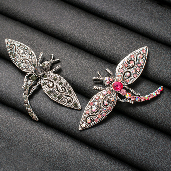 Broșă libelulă din aliaj de zinc, finisaj diamantat, stil vintage, accesoriu decorativ