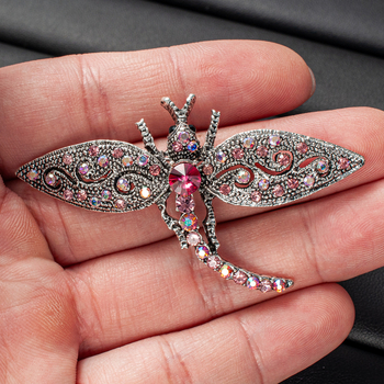 Broșă libelulă din aliaj de zinc, finisaj diamantat, stil vintage, accesoriu decorativ