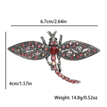 Broșă libelulă din aliaj de zinc, finisaj diamantat, stil vintage, accesoriu decorativ