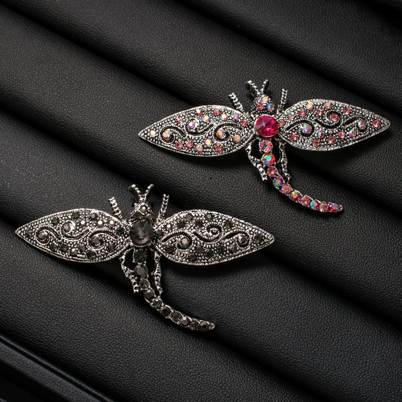 Broșă libelulă din aliaj de zinc, finisaj diamantat, stil vintage, accesoriu decorativ