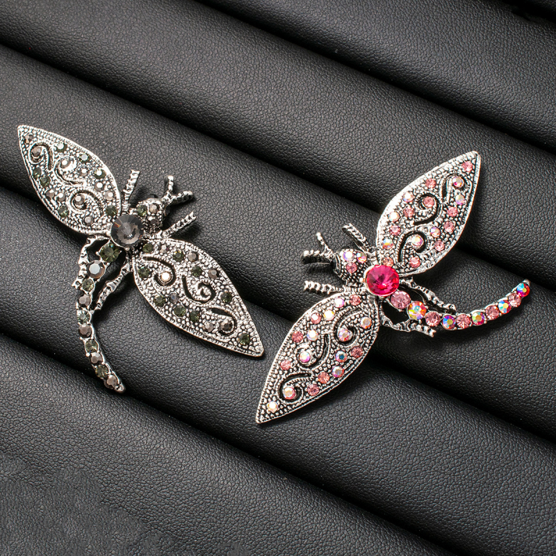 Broșă libelulă din aliaj de zinc, finisaj diamantat, stil vintage, accesoriu decorativ
