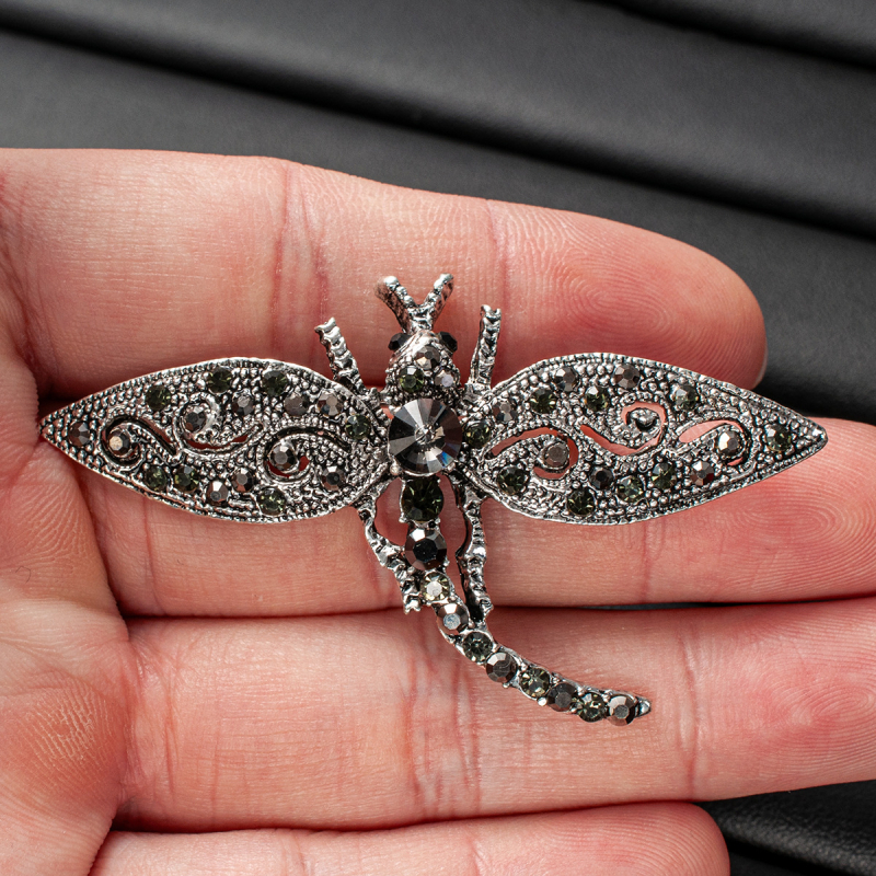 Broșă libelulă din aliaj de zinc, finisaj diamantat, stil vintage, accesoriu decorativ