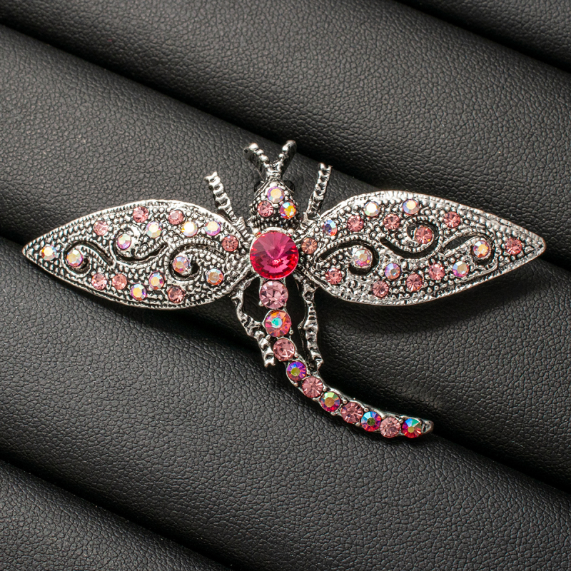 Broșă libelulă din aliaj de zinc, finisaj diamantat, stil vintage, accesoriu decorativ