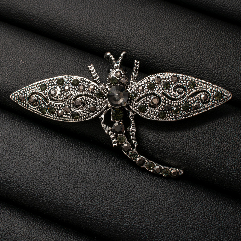 Broșă libelulă din aliaj de zinc, finisaj diamantat, stil vintage, accesoriu decorativ