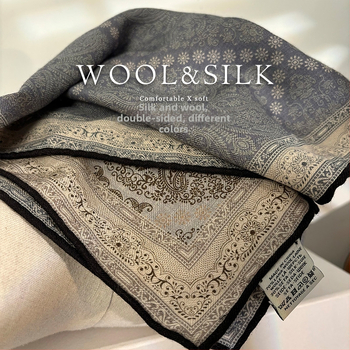 Șal pătrat din mătase și lână, țesătură twill, lansare toamnă 2025, stil versatil și elegant