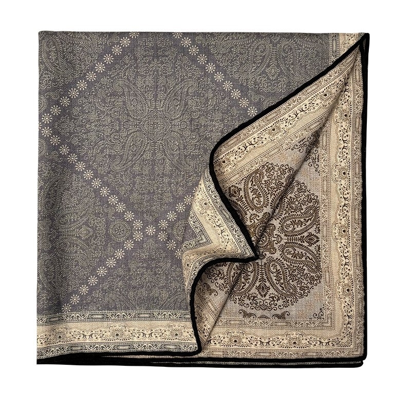 Șal pătrat din mătase și lână, țesătură twill, lansare toamnă 2025, stil versatil și elegant