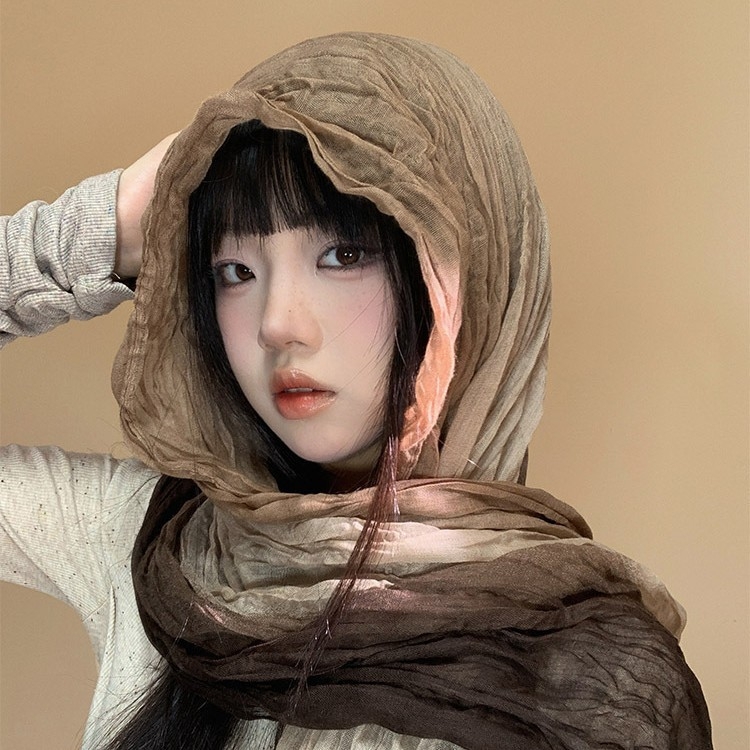 Шал: ретро етно стил и пустинен стил, крепе плат, смесена материя, есен 2025, произход Джинхуа