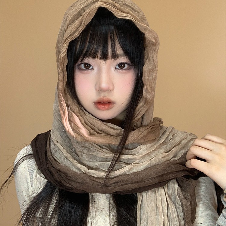 Шал: ретро етно стил и пустинен стил, крепе плат, смесена материя, есен 2025, произход Джинхуа