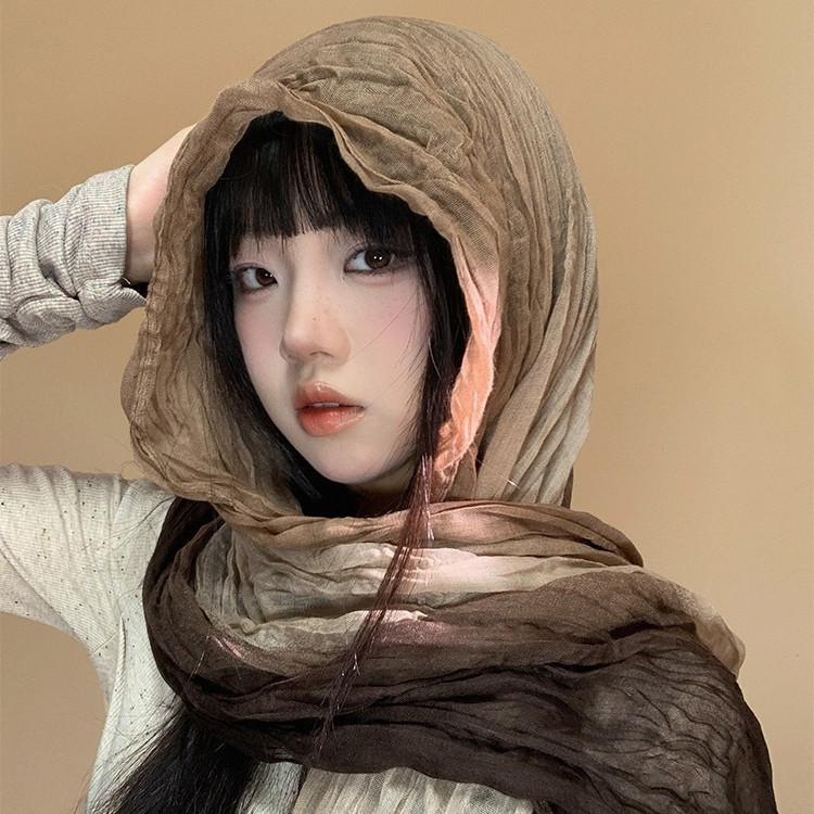 Шал: ретро етно стил и пустинен стил, крепе плат, смесена материя, есен 2025, произход Джинхуа