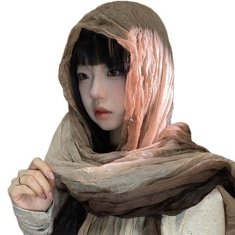 Шал: ретро етно стил и пустинен стил, крепе плат, смесена материя, есен 2025, произход Джинхуа