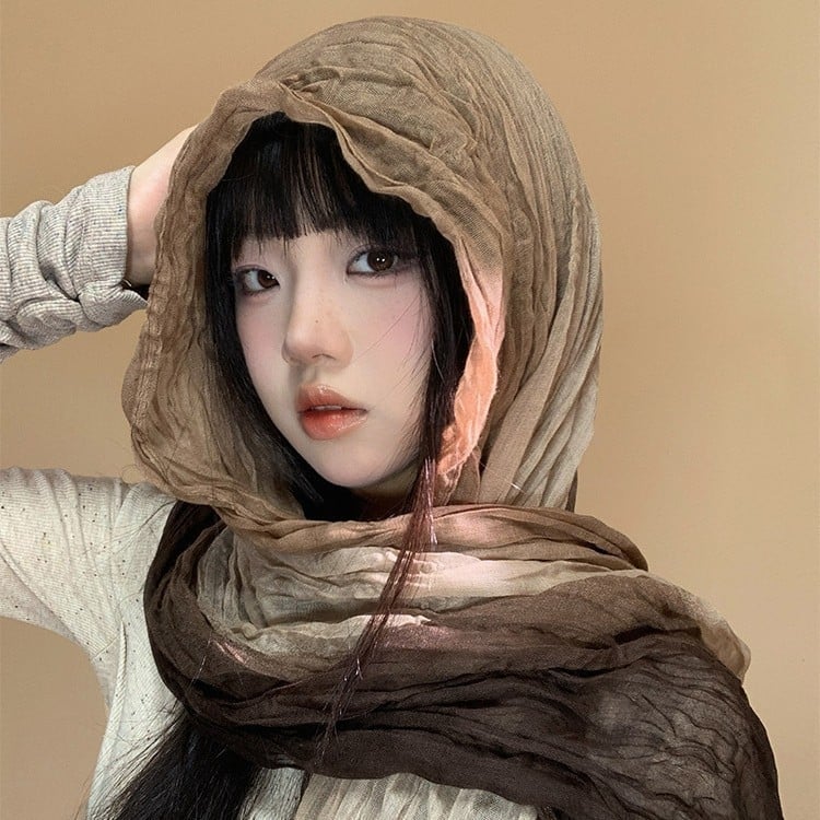 Шал: ретро етно стил и пустинен стил, крепе плат, смесена материя, есен 2025, произход Джинхуа