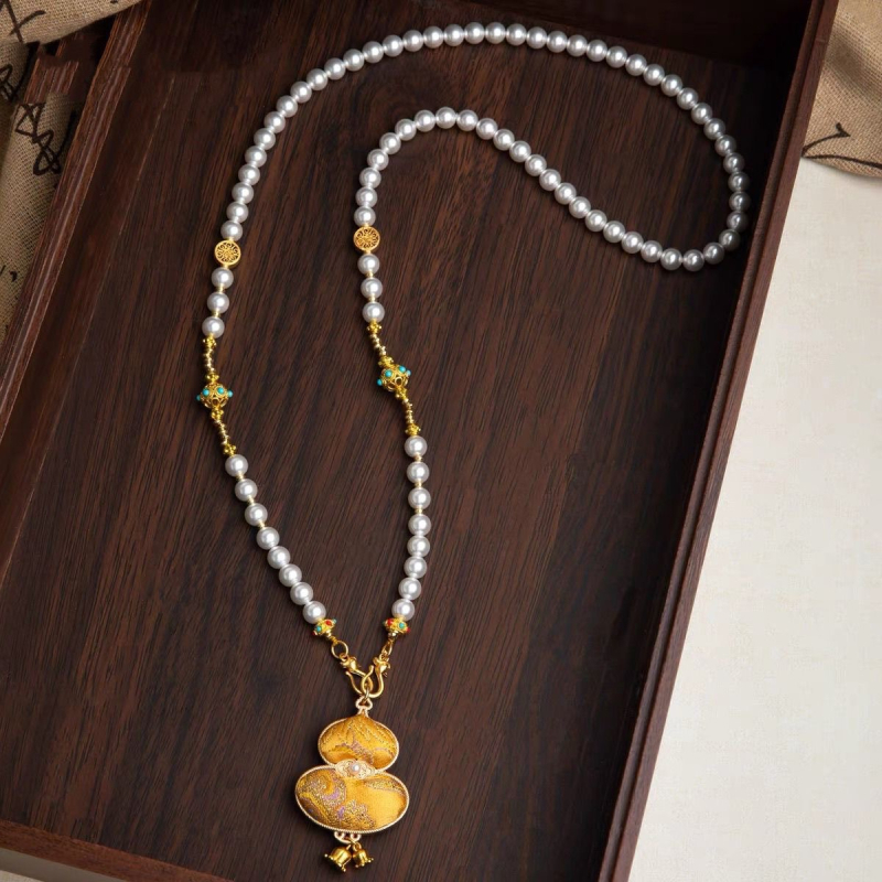 Raymond Colier handmade în stil chinezesc, pandantiv în formă de floare, materiale mixte, lanț clavicular, pentru femei