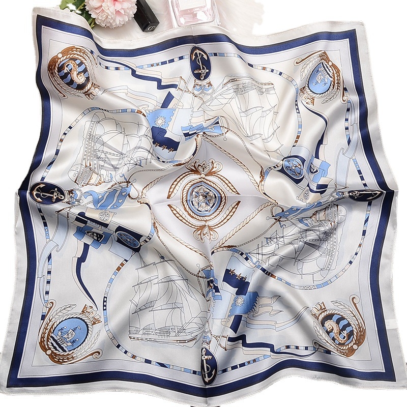 Șal mic pătrat din mătase, 100% mătase, țesătură satin, accesoriu elegant minimalist pentru femei