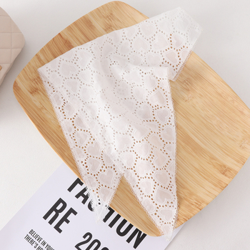 Șal triunghiular cu dantelă decupată în formă de inimă, stil franțuzesc, vară, poliester ușor, țesătură warp-knit