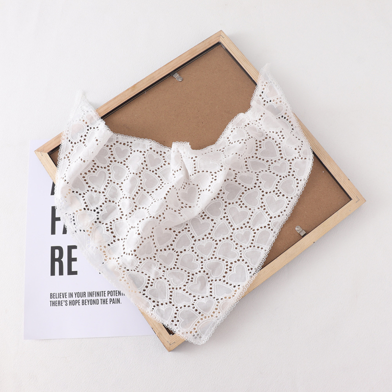 Șal triunghiular cu dantelă decupată în formă de inimă, stil franțuzesc, vară, poliester ușor, țesătură warp-knit