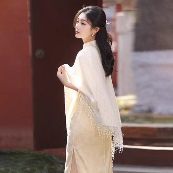 Cardigan tricotat cu ciucuri, fular triunghiular, modele variate, păstrează căldura (Lansare vară 2025)