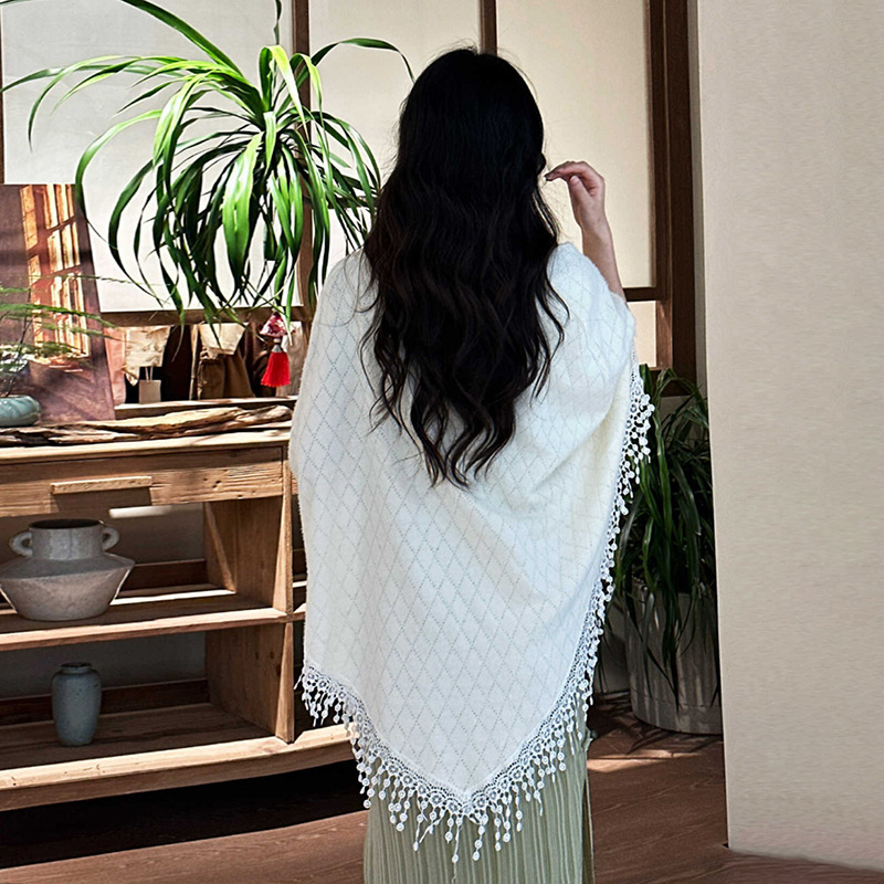 Cardigan tricotat cu ciucuri, fular triunghiular, modele variate, păstrează căldura (Lansare vară 2025)