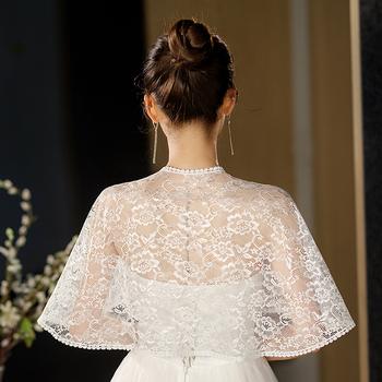 Eșarfă de mireasă din dantelă, model floral, broderie, stil simplu, lungime medie