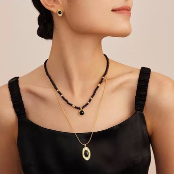 Colier din alamă, electroplating, stil geometric, lanț șarpe, pandant din alamă