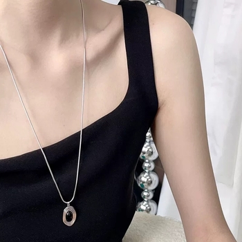 Colier din alamă, electroplating, stil geometric, lanț șarpe, pandant din alamă