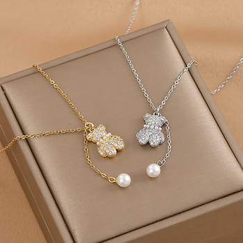 Ogrlica s medvjeđim cirkonijem, bakrena valovita lančana, duljina 21–50 cm