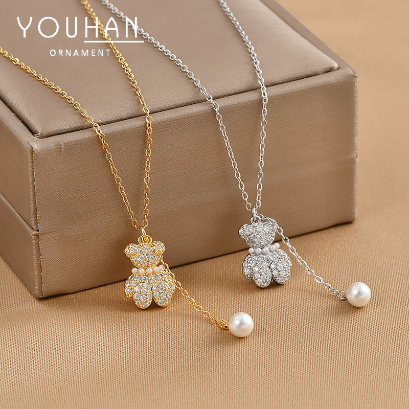 Ogrlica s medvjeđim cirkonijem, bakrena valovita lančana, duljina 21–50 cm