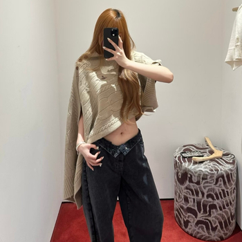 Női kötött sál-kabát - szabálytalan Saturn alak, magas gallér, kötött mintás, laza szabás, őszi viselet